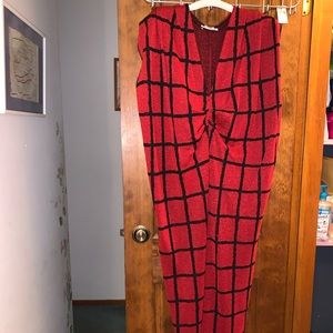 Zara Trafaluc Midi Dress Red Black M